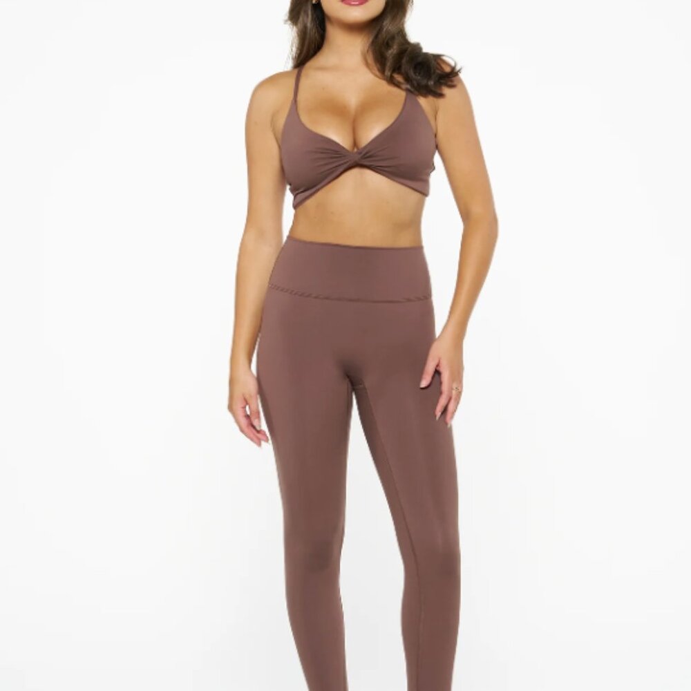 Aver Active Set in Chocolate - Serene Sports Bra & Essential Leggings w POCKETS!